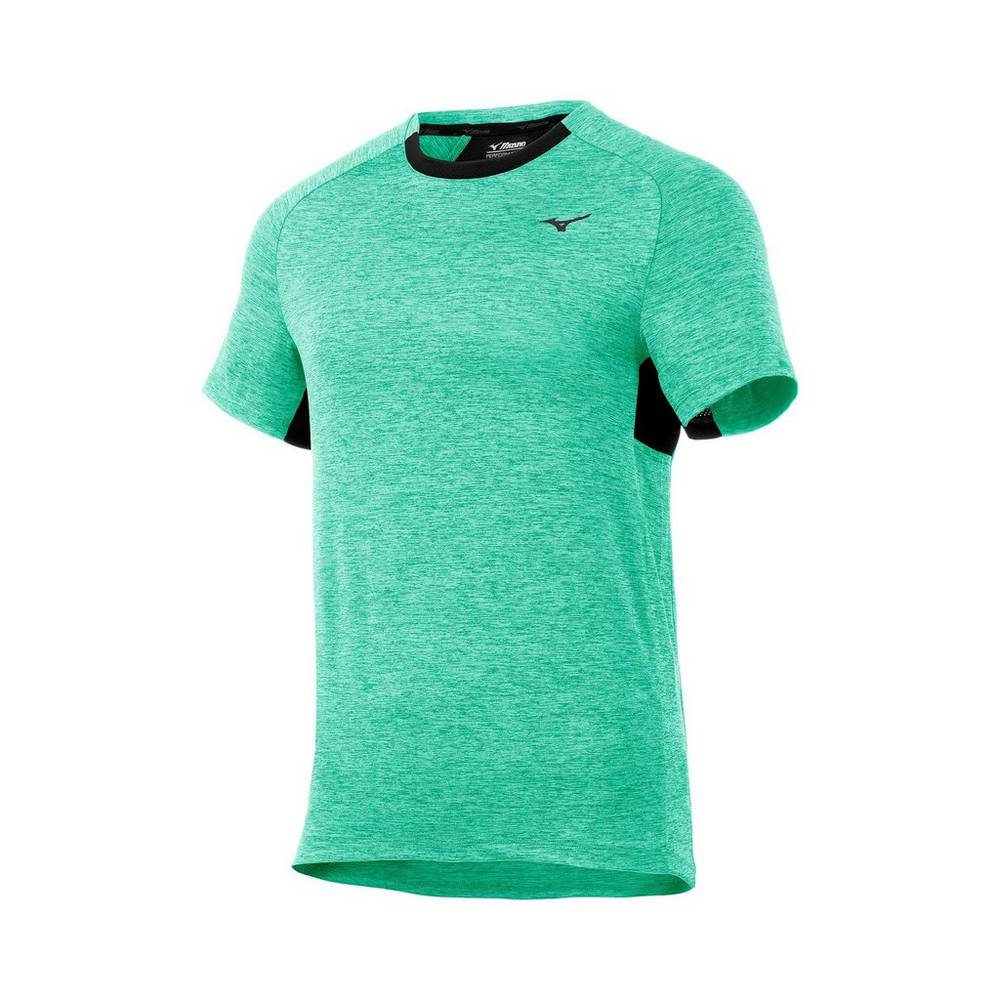 Camiseta Mizuno Alpha Short Sleeve - Homem - Verdes/Pretas - DMJHL9350